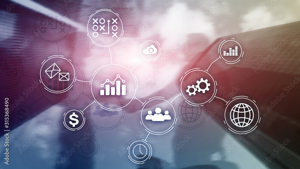 Fototapeta premium Business process automation concept on blurred background