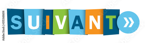 Bouton web typographique multicolore vecteur SUIVANT