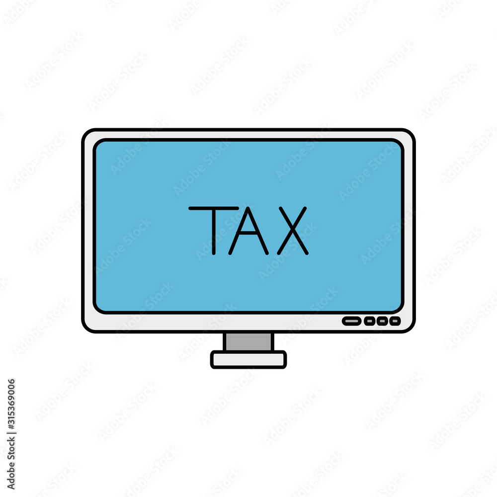 Tax computer of financial accoounting form revenue finance government income taxation refound and paying theme Vector illustration Tax computer of financial accoounting form revenue finance government income taxation refound and paying theme Vector illustration