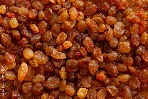 Brown raisins close-up