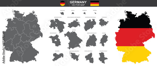 set of vector maps of Germany on white background