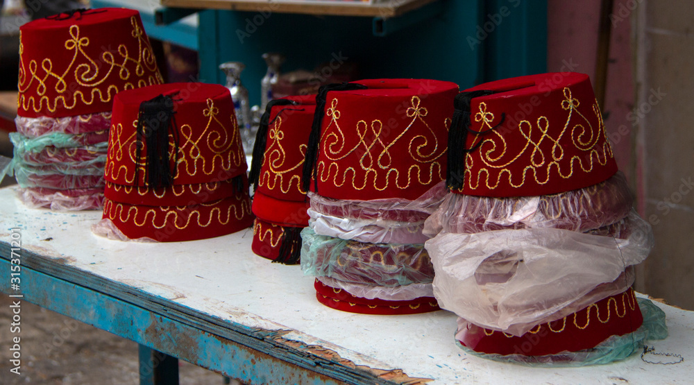Fez in an open air market Fez in an open air market