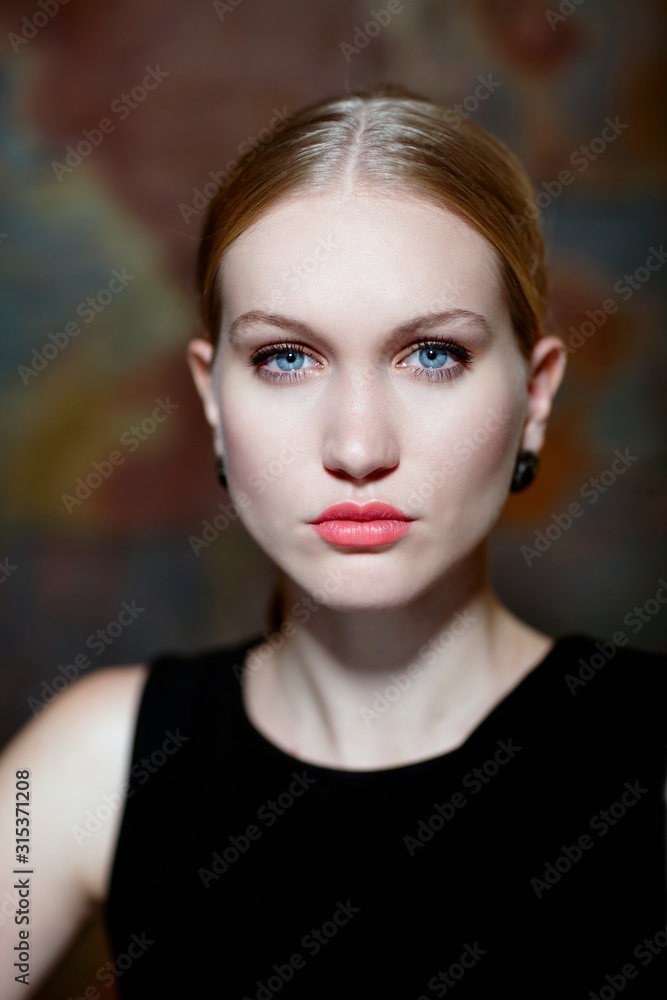 Fototapeta premium Closeup portrait of determined nordic woman