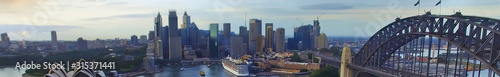 Aerial panoramic view of Sydney Harbor, New South Wales, Australia