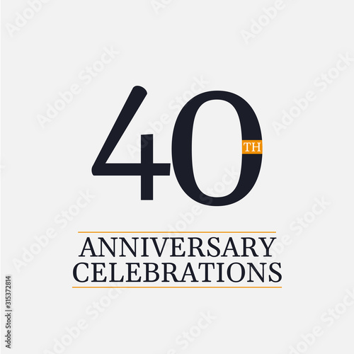 40 Years Anniversary Celebrations Vector Template Design Illustration