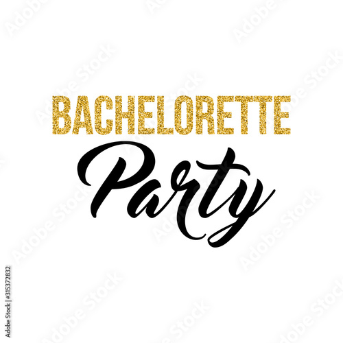Wedding, bachelorette party, hen party or bridal shower hand written calligraphy card, banner or poster graphic design lettering vector element. 
