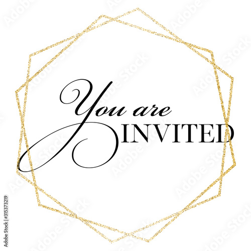 You are invited. Wedding, bachelorette party, hen party or bridal shower hand written calligraphy card, banner or poster graphic design lettering vector element. 