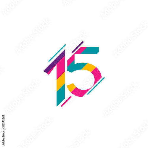 15 Years Anniversary Celebration Full Color Vector Template Design Illustration