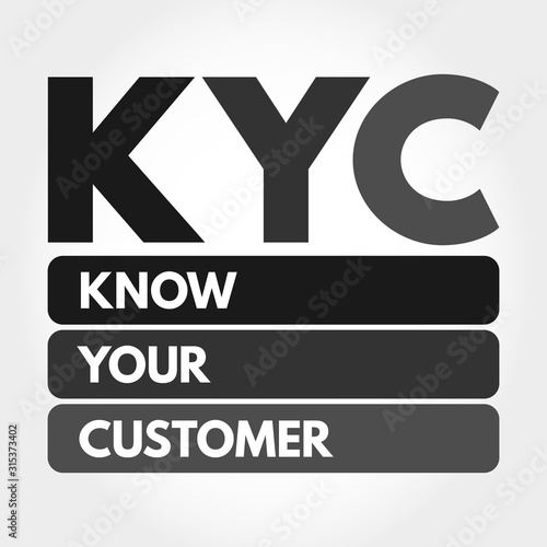 KYC - Know Your Customer acronym, business concept background