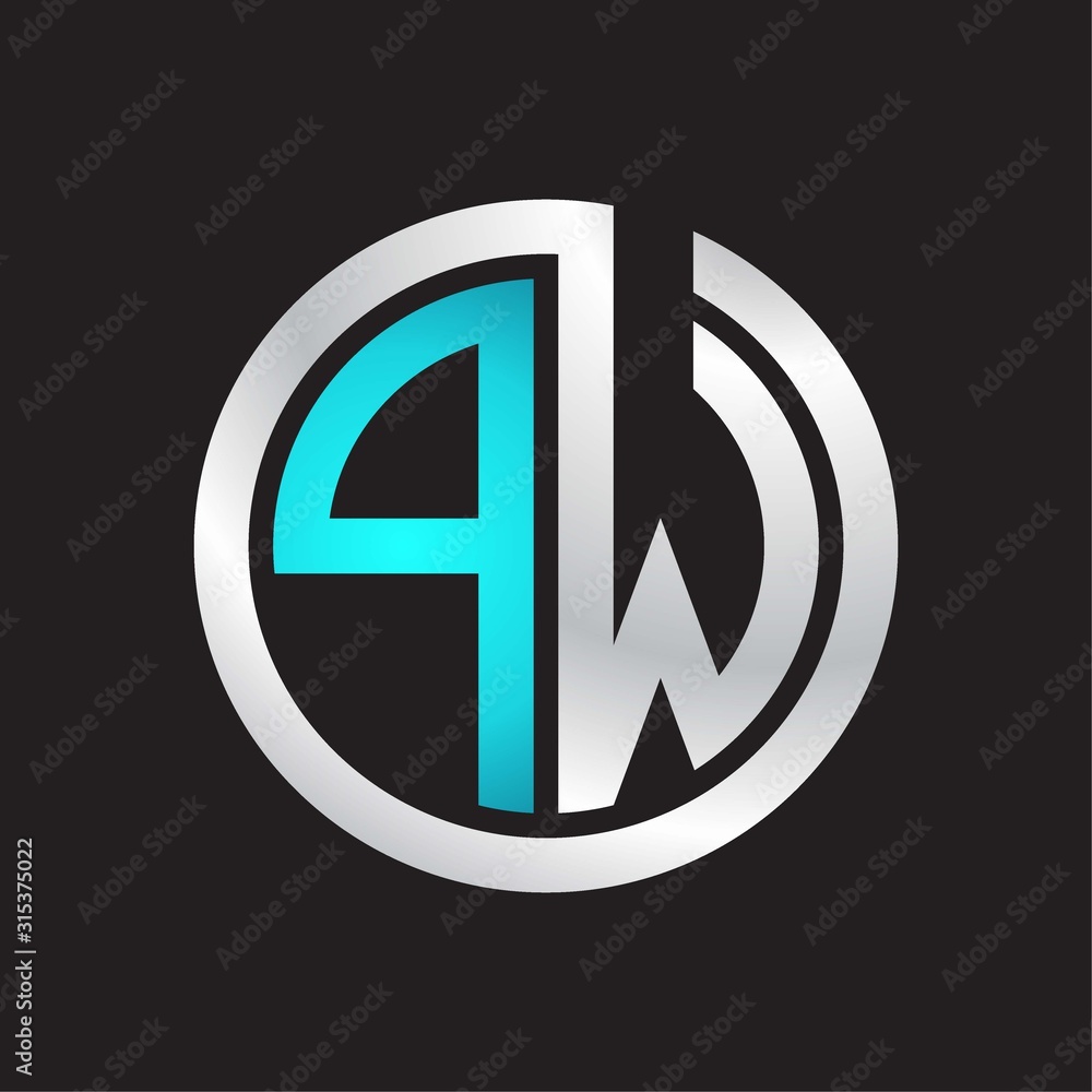 PW Initial logo linked circle monogram PW Initial logo linked circle monogram
