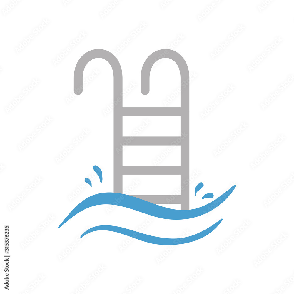 Hotel pool and ladder icon design of travel service reception room resort accommodation motel lobby and vacation theme Vector illustration Hotel pool and ladder icon design of travel service reception room resort accommodation motel lobby and vacation theme Vector illustration
