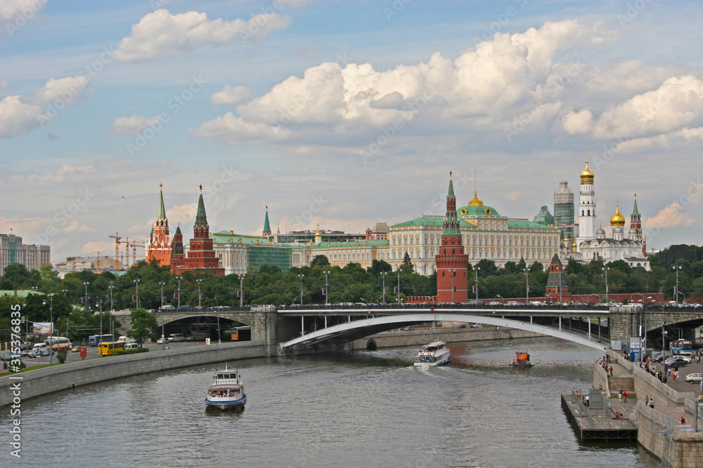 Summer 2006. Moscow. View of the Moscow River and the Kremlin.