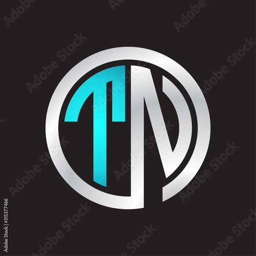 TN Initial logo linked circle monogram