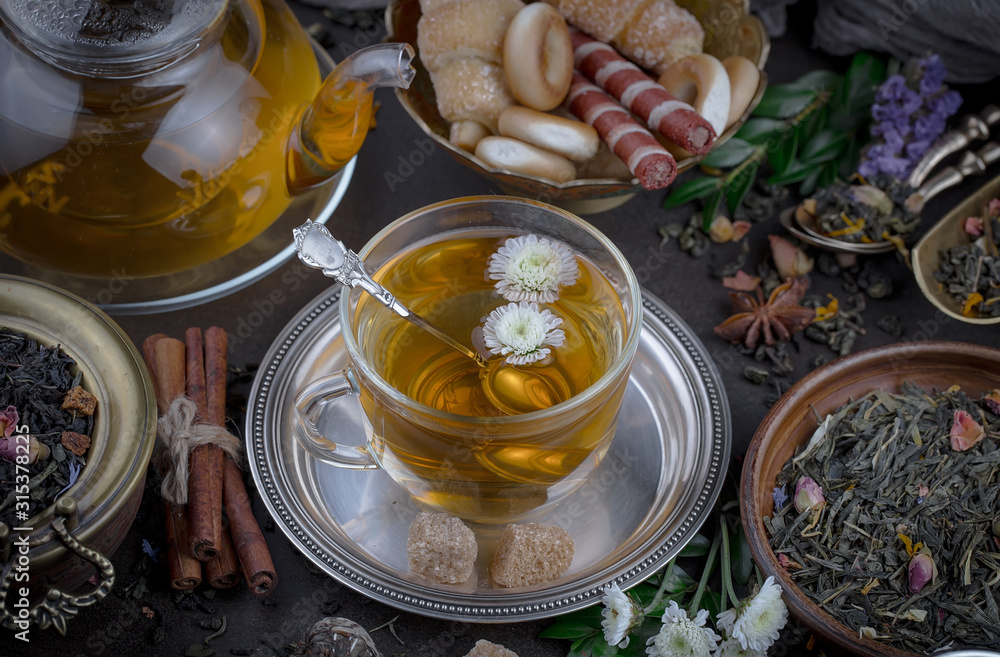 Tea in a cup on an old background Tea in a cup on an old background