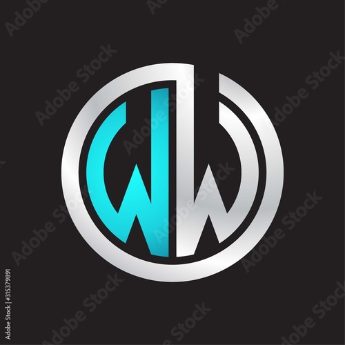 WW Initial logo linked circle monogram