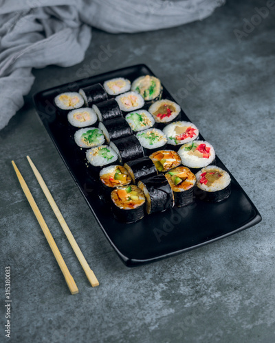 sushi set on a gray background