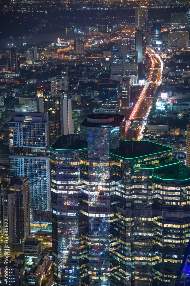 Aerial sunset view of Bangkok modern skyline, Thailand Aerial sunset view of Bangkok modern skyline, Thailand