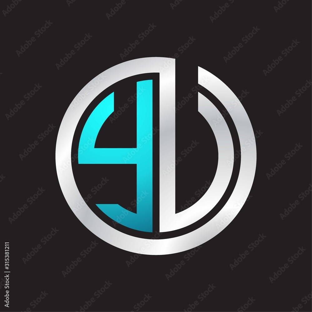 YU Initial logo linked circle monogram YU Initial logo linked circle monogram