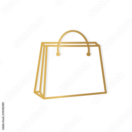 golden shopping bag icon- vector illustration