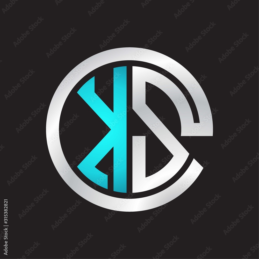 Fototapeta premium KS Initial logo linked circle monogram