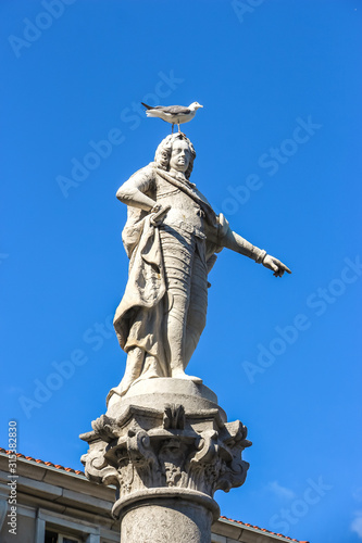 Trieste  Italy. View of Colonna Carlo VI d Asburgo at Piazza Unit   d Italia in Trieste.