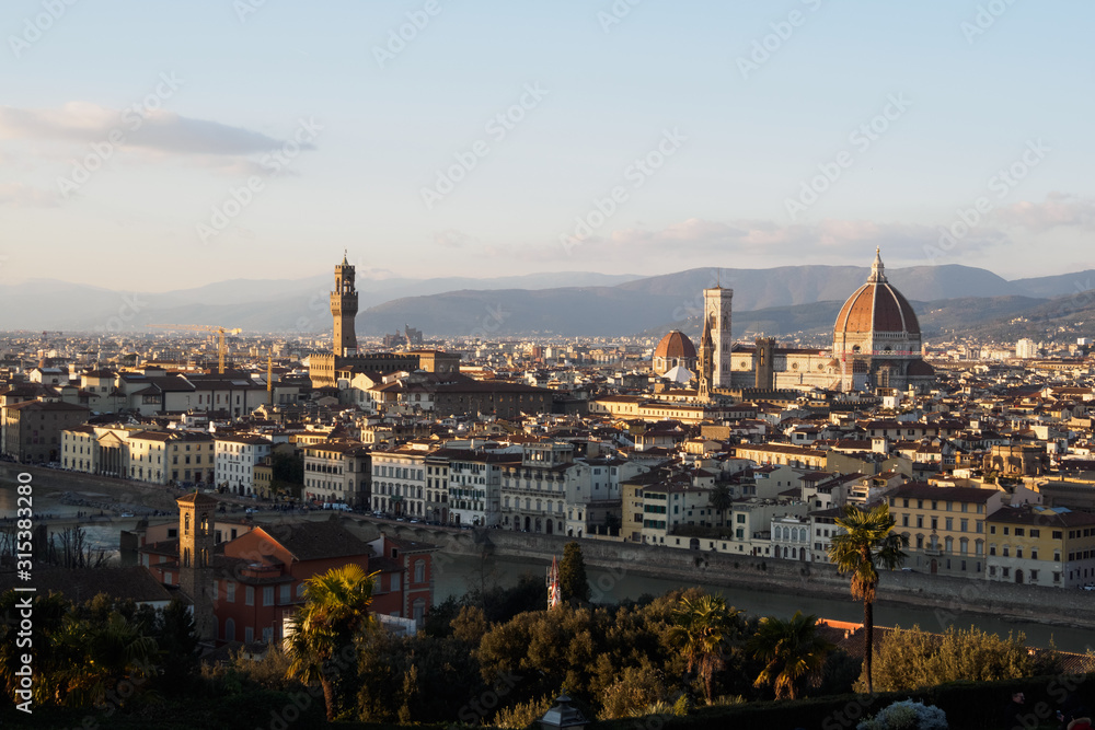 View of Florence from Piazzale de Michelangelo during sunset