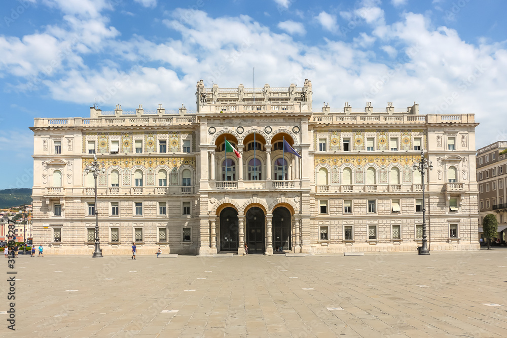 Fototapeta premium Trieste, Italy. View of Government of Trieste building in sunny day.