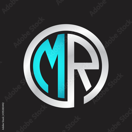 MR Initial logo linked circle monogram