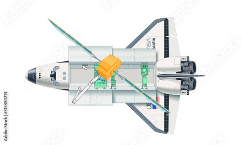 Space shuttle with the Eureca satellite