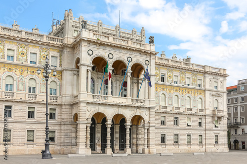 Trieste, Italy. View of Government of Trieste building in sunny day.