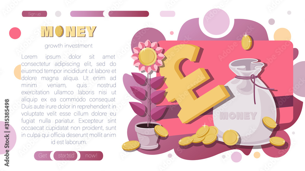 Money background. Pounds sterling. Vector sign. E-commerce. Money tree, bank card, gold coins. The concept of financial growth, economic or market growth. Vector illustration Money background. Pounds sterling. Vector sign. E-commerce. Money tree, bank card, gold coins. The concept of financial growth, economic or market growth. Vector illustration