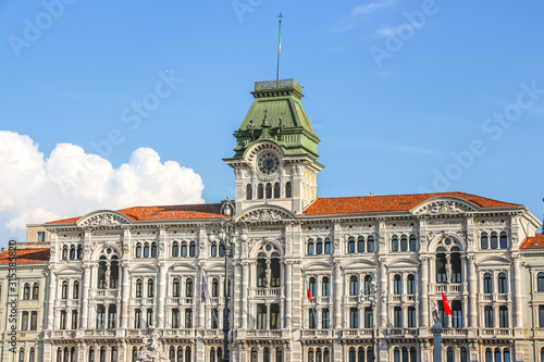 Trieste, Italy. View of Comune di Trieste building in sunny day.