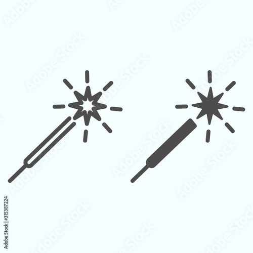 Bengal light stick line and glyph icon. Sparkler vector illustration isolated on white. Bengal fire outline style design, designed for web and app. Eps 10.