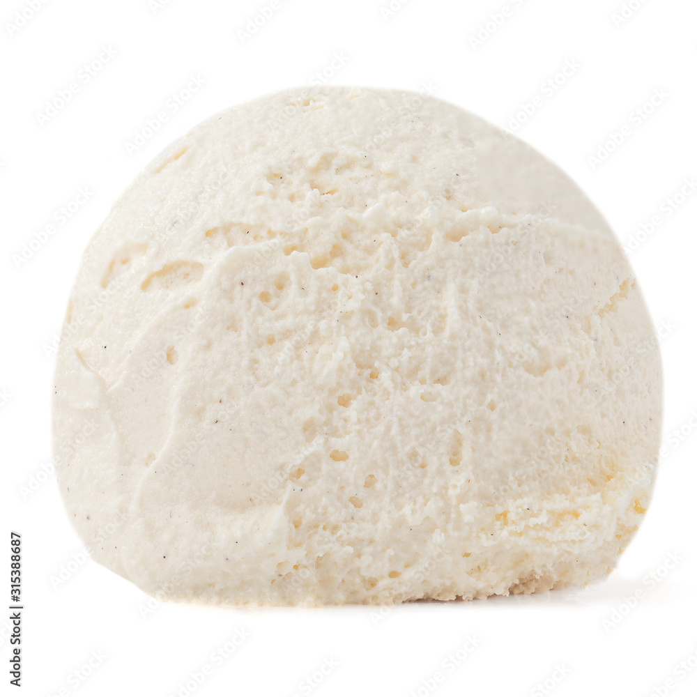 Scoop of Vanilla ice cream isolated on white background. Ball of White Ice-Cream macro Scoop of Vanilla ice cream isolated on white background. Ball of White Ice-Cream macro