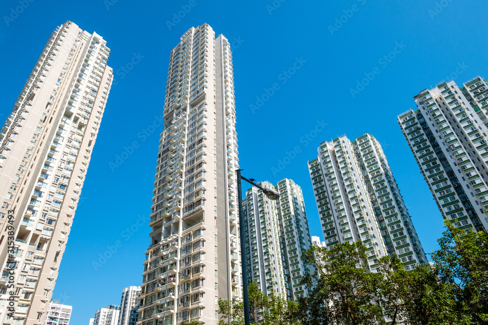 skyscraper apartment buildings, residential real estate, HongKong