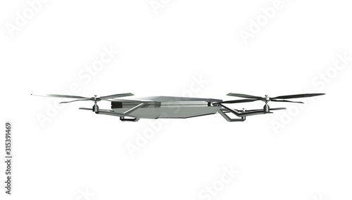 white drone 3d rendering white background