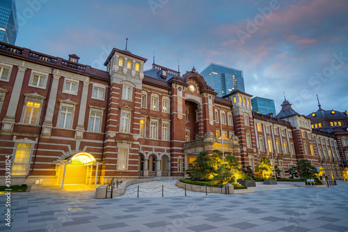 Beautiful Tokyo station (train Station) building at twilight time