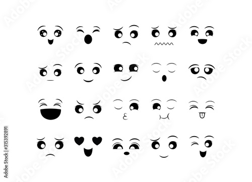 Isolated cartoons faces icon set vector design