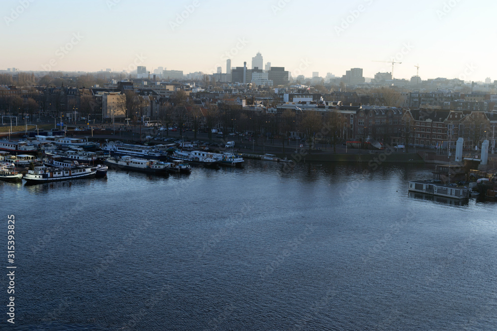 AMSTERDAM, NETHERLANDS - top view of the city panorama
