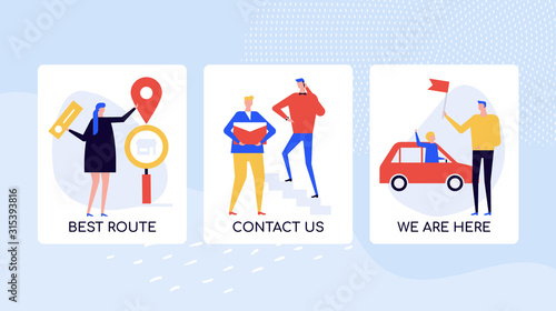 Company location directions vector colorful banner template