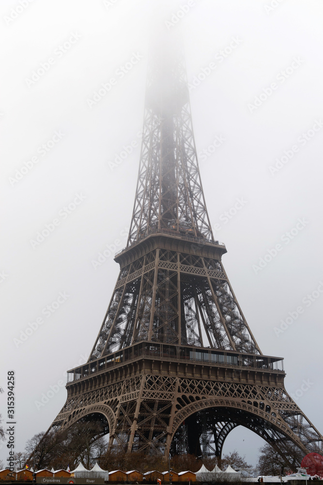 PARIS, FRANCE - Eiffel Tower in the fog