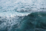 Stormy sea with big waves close-up. Turquoise