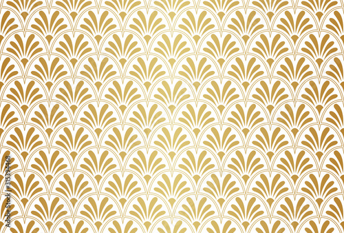 Seamless Arabesque Floral Pattern. Art Deco Style Background. Vector Abstract Flower Texture.