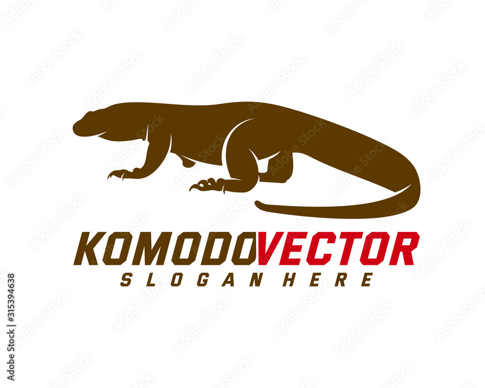 Komodo dragon logo design template. Graphic animal illustration.