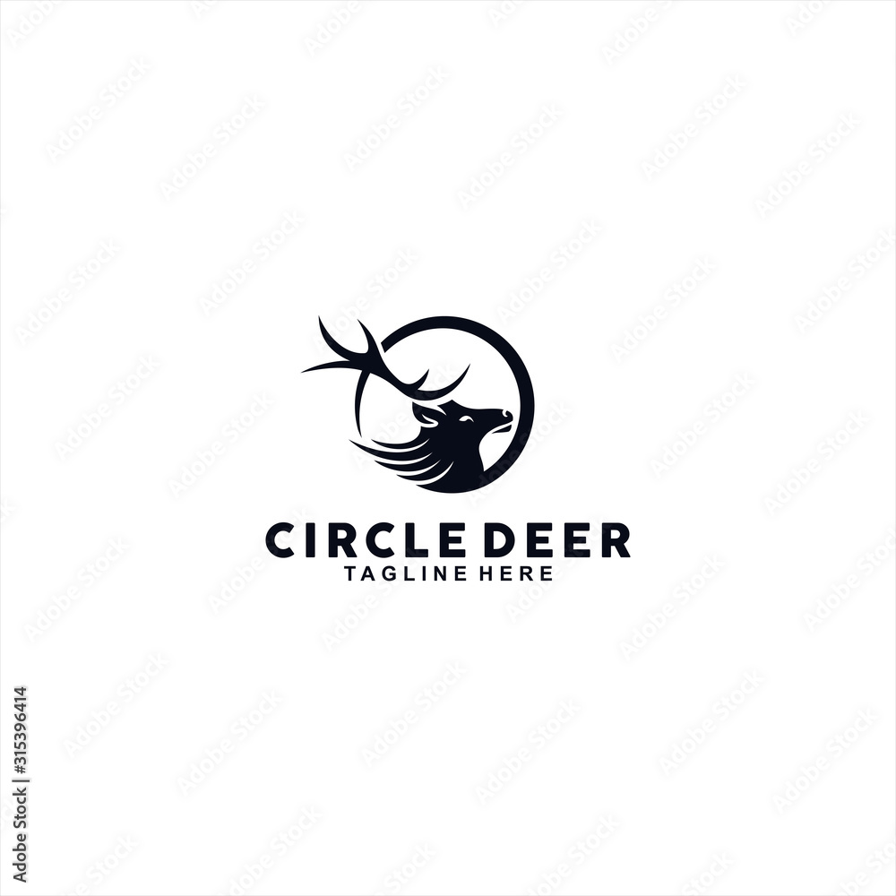 Circle Deer Logo design Template Circle Deer Logo design Template