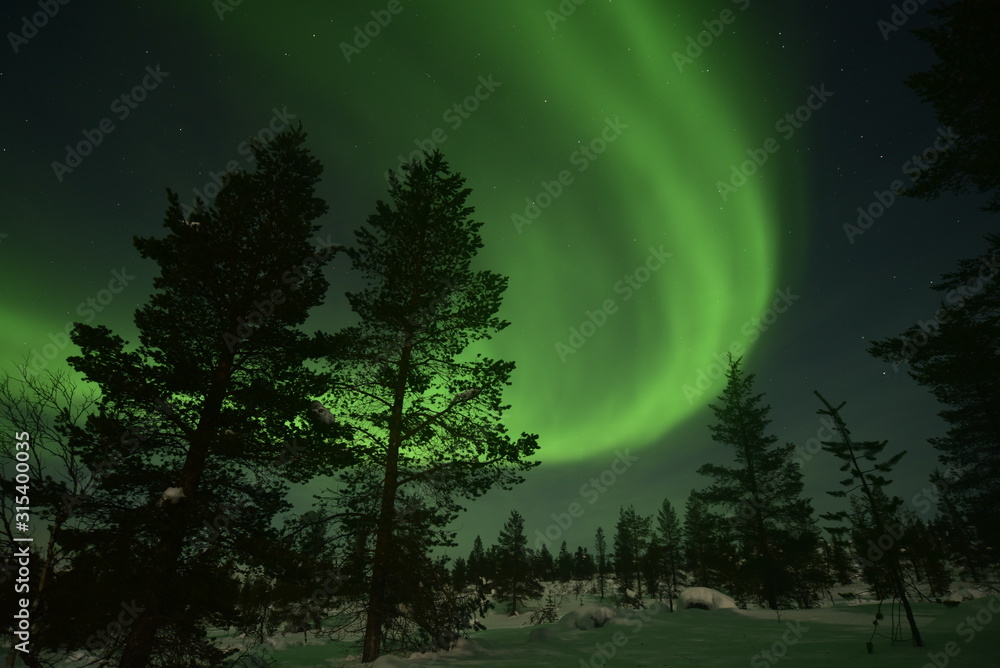 Polar lights, northern lights in Lapland Finland. Polar lights, northern lights in Lapland Finland.