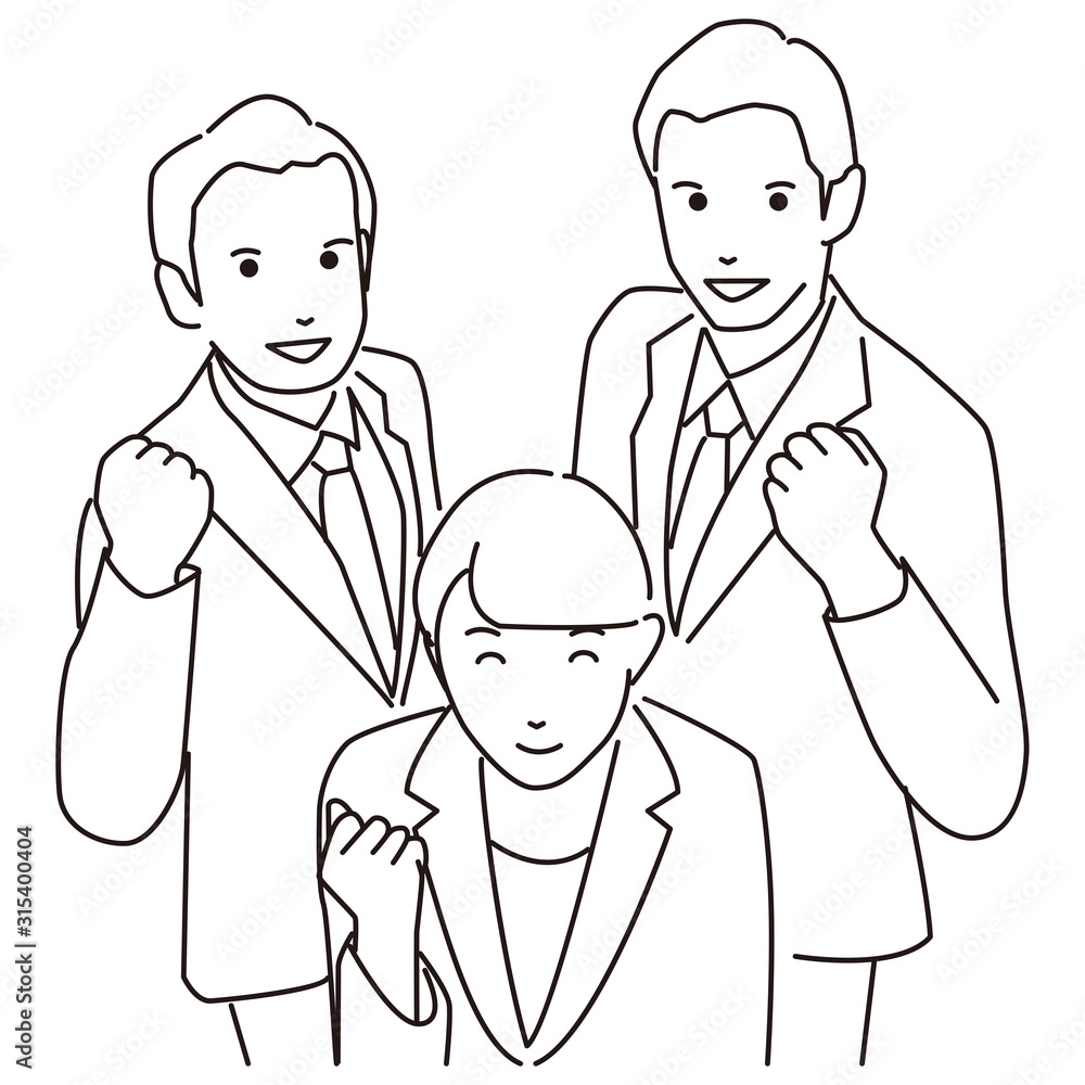 若者男女3人 ガッツポーズ 線画 Stock Vector Adobe Stock 若者男女3人 ガッツポーズ 線画 Stock Vector Adobe Stock