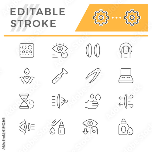 Set line icons of contact lenses