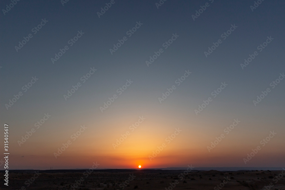 Sunset over the desert, disappearing sky, perspective, uncluttered, nature, empty