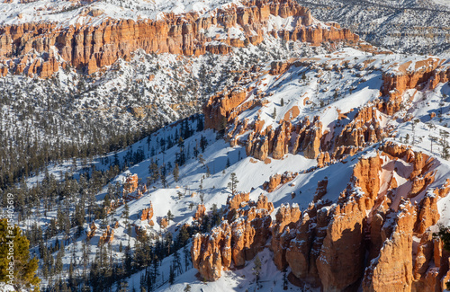 Scenic Snow Covered Landscape in Bryce Canyon Utah in Winter